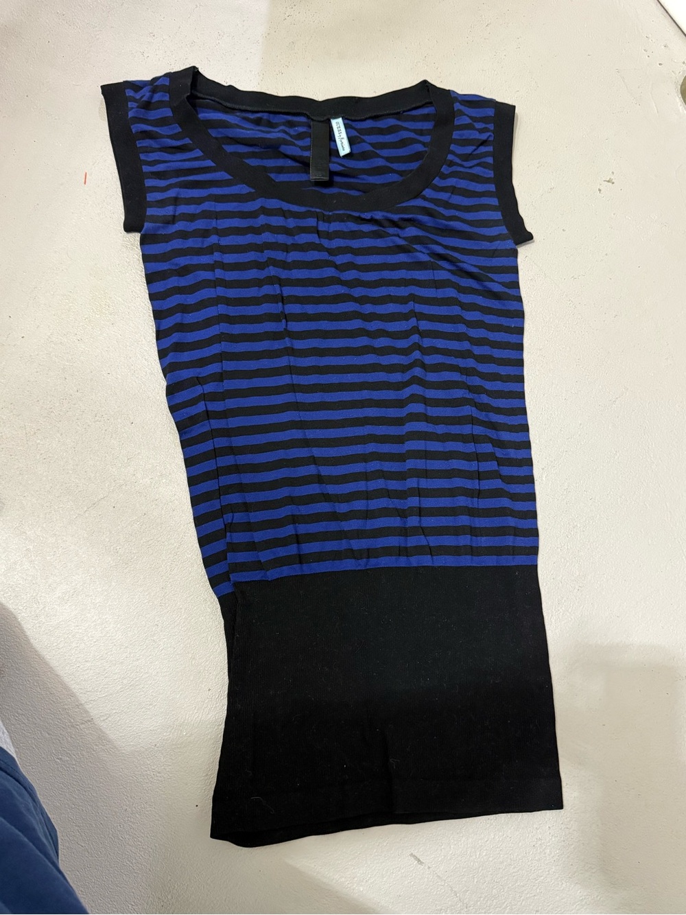 Y2K Guess by Marciano Blue and Black Striped Cap-Sleeve Tank
